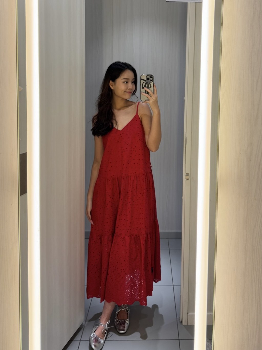 Custom Red-Dress GRWM cover showing Huan Min in a flowing red dress and jewellery.